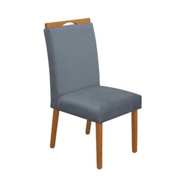 Imagem de Cadeira Mesa De Jantar Madeira Maciça Veludo Premium Heloísa Cinza Cerejeira