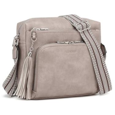 Imagem de Bolsas transversais para mulheres, bolsa transversal média com bolsos RFID e carteira embutida, bolsa de ombro, presentes, Cinza, Medium