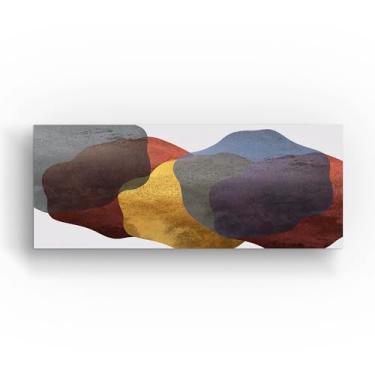 Imagem de Quadro Decorativo Abstrato Moderno, Arte de Parede em Tons Terrosos e Azuis, Estilo Contemporâneo 100X40 1080QC1-100X40