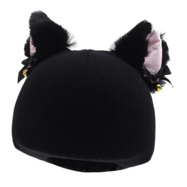 Imagem de Colaxi Capa para capacete de esqui, desenho animado, esportes ao ar livre, snowboard, engraçada, ao vento, patinação, gorro de malha, acessório, Preto