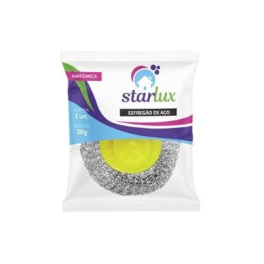Imagem de Starlux - Esfregão de aço anatômico | Formato ergonômico para melhor manuseio | Remove sujeiras e gorduras difíceis de panelas, fogões e grelhas