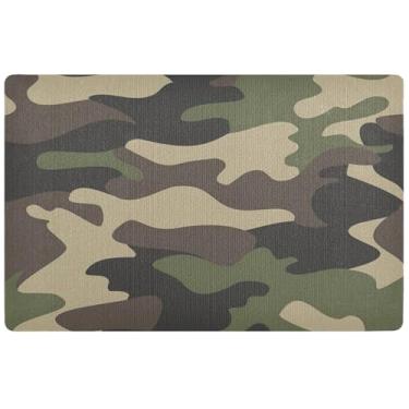 Imagem de TSENQUE Tapete de outono com estampa de camuflagem personalizada, tapete de varanda frontal, decoração de varanda interna para entrada de casa 81 x 50 cm