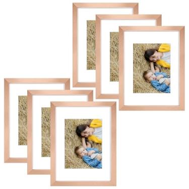 Imagem de Golden State Art, Porta-retrato 23 x 30,5 cm, pacote com 6 unidades, fosco, 15,8 x 20,3 cm, conjunto de molduras para galeria, montagem na parede (ouro rosa, pacote com 6)
