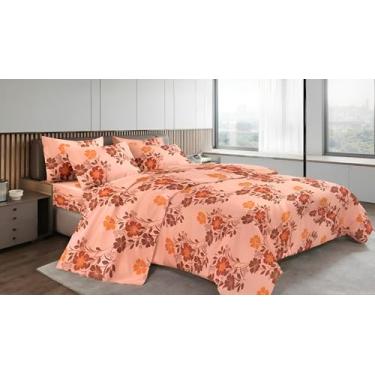 Imagem de Jogo de Lençol de Cama King Luxo, 4 Peças, – Tecido de Qualidade Premium, Toque Macio, 1200 Fios, Estampado Importado (Essence Pessego)