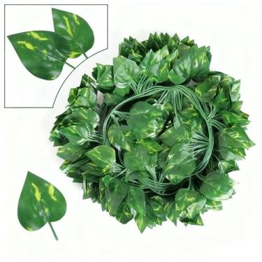 Imagem de Guirlanda de hera artificial (1 pacote, 210 cm) - Vinhas falsas para decoração de parede, plantas falsas, pano de fundo de casamento, decoração de quarto, vegetação de festa, videiras penduradas em