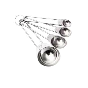 Imagem de Conjunto 4 Colheres Medidoras Aço Inox Ingredientes Secos Líquidos Marca de Capacidade Design Premium