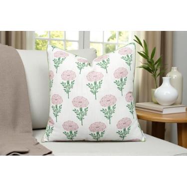 Imagem de Rudransha Marlyn Fronha decorativa decorativa com detalhes quadrados - Capa de almofada para sofá, cadeira de balanço e sofá - Capa deslizante de designer para sala de estar - 50 x 50 cm