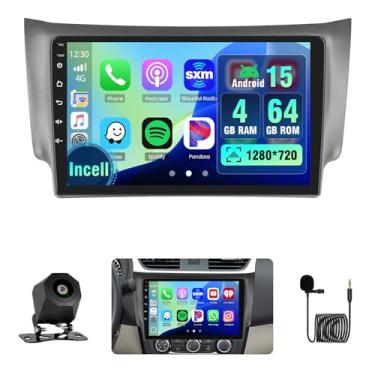 Imagem de Hikity 4 + 64 G para Nissan Sentra Sylphy B17 2016 Android Car Stereo, rádio com tela sensível ao toque de 10 polegadas com Carplay/Android Auto/Navegação GPS/WiFi/Bluetooth + câmera de backup AHD