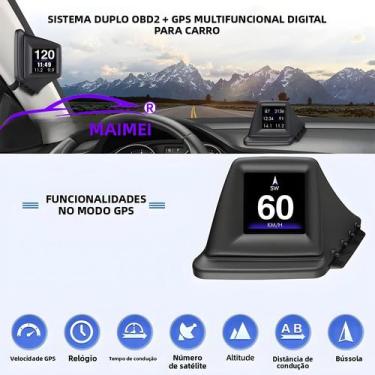 Imagem de Velocímetro OBD2 GPS HUD Multifuncional Com Instalação No Pilar A, RPM