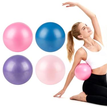 Imagem de RAINFLOW 4 bolas pequenas para exercícios – Bola de Pilates de 22 cm pequena para estabilidade, fisioterapia, fitness, força do núcleo e alongamento em casa, academia, escritório, com canudo de