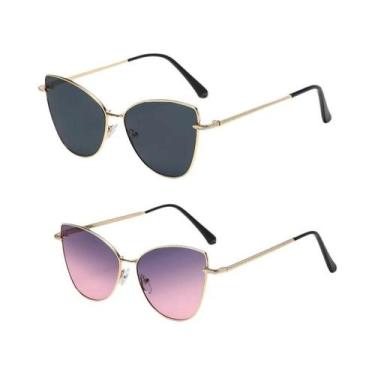 Imagem de Óculos De Sol Femininos Retrô De Metal Estilo Gatinho UV400 Moda Europ