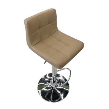 Imagem de Banqueta Estofada Gomos Confort Base Cromada Nude - B.Hoff Mobile