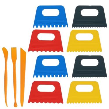 Imagem de DOPENSPI 8 peças de raspador de tinta de plástico com 3 peças de raspadores, raspadores de tinta, faça você mesmo, pintura a óleo e desenho, ferramentas de arte texturizadas para artes de gesso para