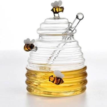 Imagem de Meleira de Vidro com Abelinhas Decorativas e Pegador Luxo Mesa Posta