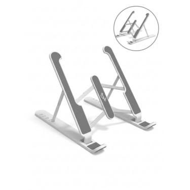Imagem de Suporte Notebook Ergonômico Ajustável Alumínio Dobrável Ventilado Antiderrapante Base Elevada Escritório Home Office (Cinza)