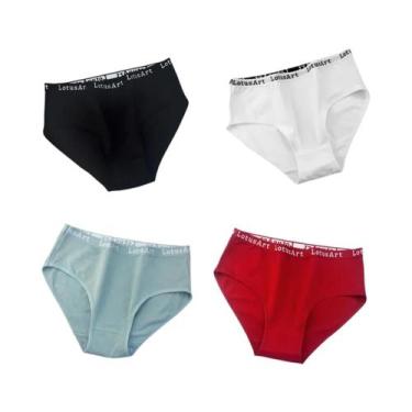 Imagem de Calcinhas De Algodão plus Size Para Mulheres, 4 Peças/Conjunto, Cintur