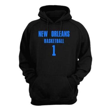 Imagem de Blusa Moletom Capuz Basquete New Orleans Basketball Número 1 - Loja Cl