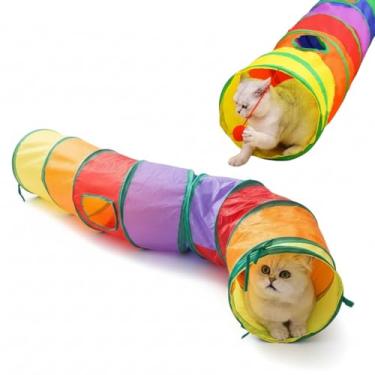 Imagem de Brinquedo Tunel para gato Dobravel Com Bolinha 3 saidas em T (Colorido - S)