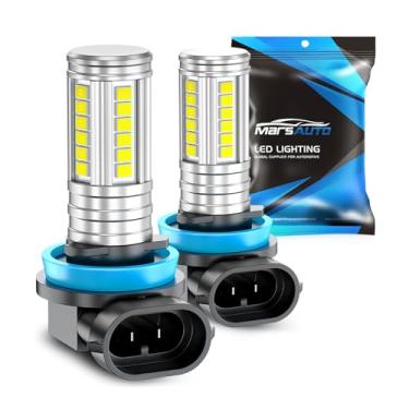 Imagem de Marsauto Lâmpada de neblina LED H16 H8 amarela 10000LM, 60 chips de iluminação real 360° H11 luzes de neblina amarelas, penetração forte de 6000K, 2024 atualizado 1:1 tamanho mini H11 H8 lâmpada de