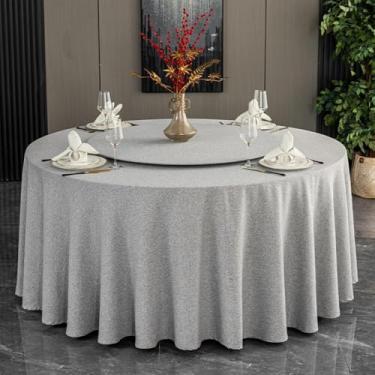 Imagem de Capa de mesa de jantar resistente à água, à prova de derramamento, toalha de mesa redonda, design ajustado, para cozinha, café, restaurante, buffet, decoração de mesa, cinza, toalha de mesa de 180 cm