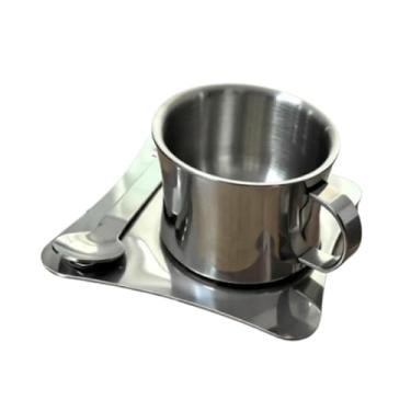 Imagem de WeiLaiKeQi Caneca de café em aço inoxidável, caneca portátil para camping, utensílio para bebidas e copo de água para restaurante, café, escritório, casa e, 186ml