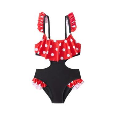 Imagem de Verão oco meninas maiôs das crianças doce biquíni de uma peça babados 