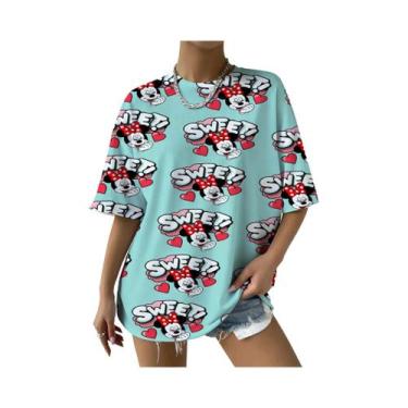 Imagem de Camiseta Feminina Disney Mickey Minnie Mouse Com Estampa De Amor, Moda