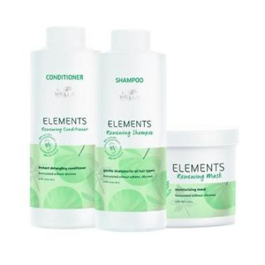Imagem de Kit Capilar Hidratação Wella Pro Elements Renewing - Shampoo e Condicionador e Máscara 500 ml-Unissex