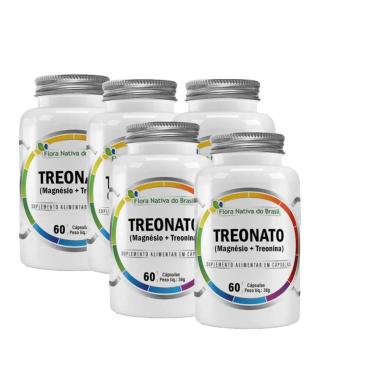 Imagem de Kit 5 Magnésio Treonato Magnésio+Treonina 5x60 caps Flora Nativa-Unissex