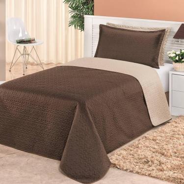 Imagem de Cobre Leito Dupla Face Solteiro Clara 02 Peças - Marrom-cáqui