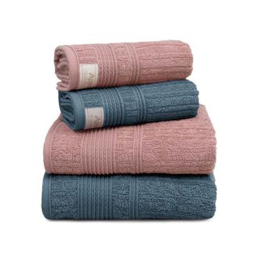 Imagem de Jogo De Toalha De Banho Sonata, 100% Algodão Penteado Premium, 4 Peças