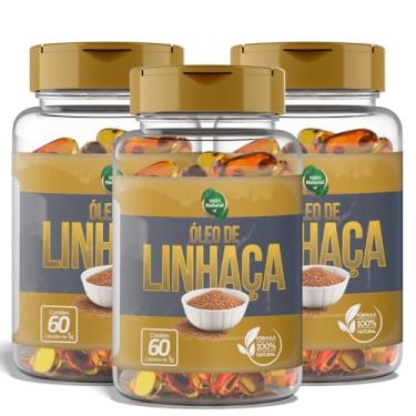 Imagem de Óleo de Linhaça Dourada 500mg - 60 Cápsulas - Fonte Natural de Ômega 3, 6 e 9 Vegetal - Suporte para Saúde Cardiovascular e Equilíbrio Hormonal - Prensado a Frio e de Alta Pureza - 3 potes