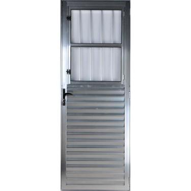 Imagem de Porta De Alumínio Social Postigo 2,10 X 0,80  Esquerda Vidro Mini Bore