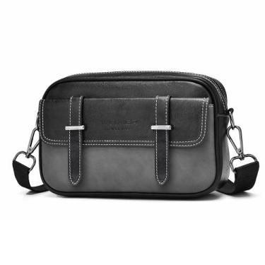 Imagem de Bolsa Messenger em couro PU impermeável para homens - preto/cinza - yi