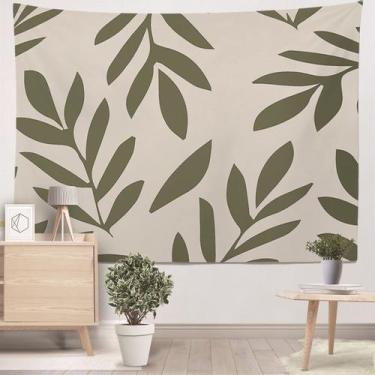 Imagem de Tapeçaria para pendurar na parede com padrão de folha minimalista 150x