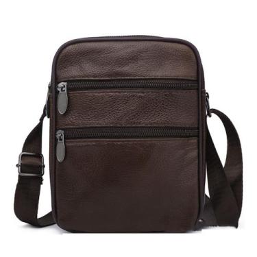 Imagem de Bolsa Messenger de couro para homens, tiracolo, ombro, marrom - Yiweis