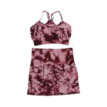 Imagem de Conjunto De Yoga Tie Dye Feminino 2/3 Peças, Roupa De Ginástica Sem Co