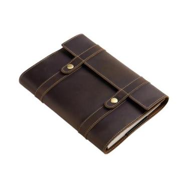 Imagem de Caderno A5 Vintage De Couro Feito À Mão Com 88 Folhas Pautadas Para Di