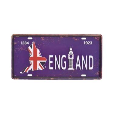 Imagem de Placa De Metal Vintage Com Bandeira Nacional Para Decoração De Garagem