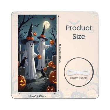Imagem de Banner De Porta De Halloween 72x35 Polegadas Poliéster Fantasma Hospit