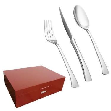 Imagem de Faqueiro 130 Peças Berna Aço Inox com Estojo de Madeira Wolff