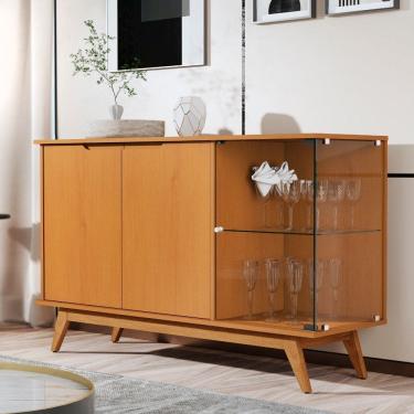 Imagem de Aparador Buffet com Vidro 3 Portas e Pes Em MDF JB Moveis