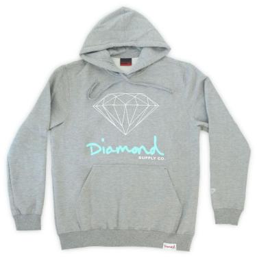 Imagem de Moletom Diamond Canguru Og Sign - Cinza Mescla/Azul Bebê-Masculino