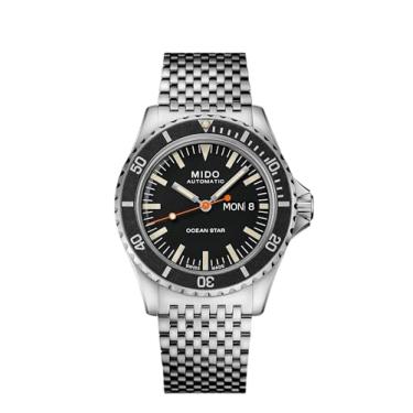 Imagem de MIDO Ocean Star Tribute - Relógio suíço automático masculino - caixa de aço inoxidável de 40,5 mm, Preto em aço inoxidável, Relógio de mergulho