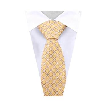 Imagem de Gravata Masculina Azul Com Listras Douradas, Acessórios Para Terno Par