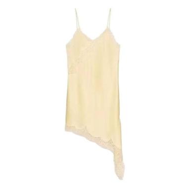 Imagem de Vestido Mini Assimétrico De Renda Com Decote Em V Para Mulheres, Sexy 