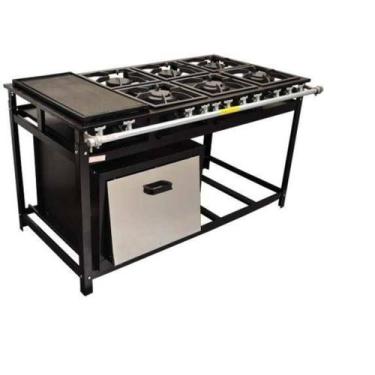 Imagem de Fogão Industrial 6 Bocas com Chapa QS/QD P7 com Forno Leona