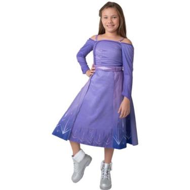 Imagem de Fantasia Frozen 2 Infantil Vestido Princesa Elsa Clássica Disney, M 4 