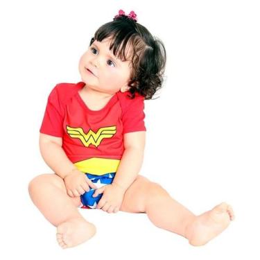 Imagem de Fantasia Mulher Maravilha Bebe Body Sulamericanas, M 4 - 6 Meses, Verm