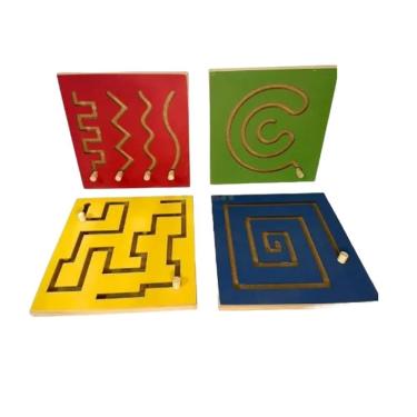 Imagem de Brinquedo Educativo Painéis Psicomotores em Madeira Conjunto 4 Unidades para Habilidades Infantis Sonho de Criança